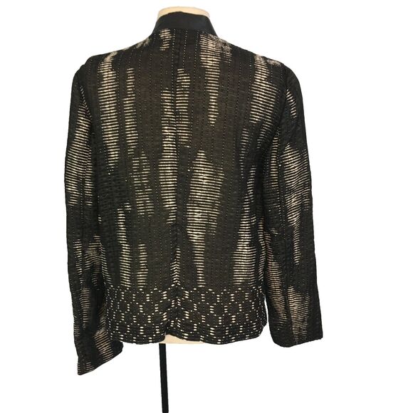 Elie Tahari‎ Womens Black White Abstract Woven Open Front Jacket, Blazer, sz 16, - Picture 6 of 11